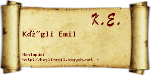 Kégli Emil névjegykártya