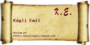 Kégli Emil névjegykártya